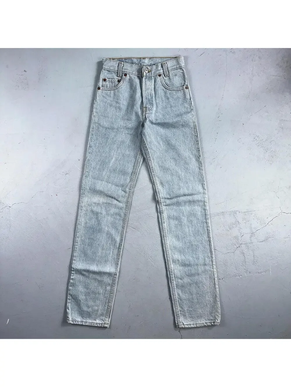 Levis 701 Vintage 90s USA XX Straight Leg Jeans Blue Light Wash 501 Rare 25x32